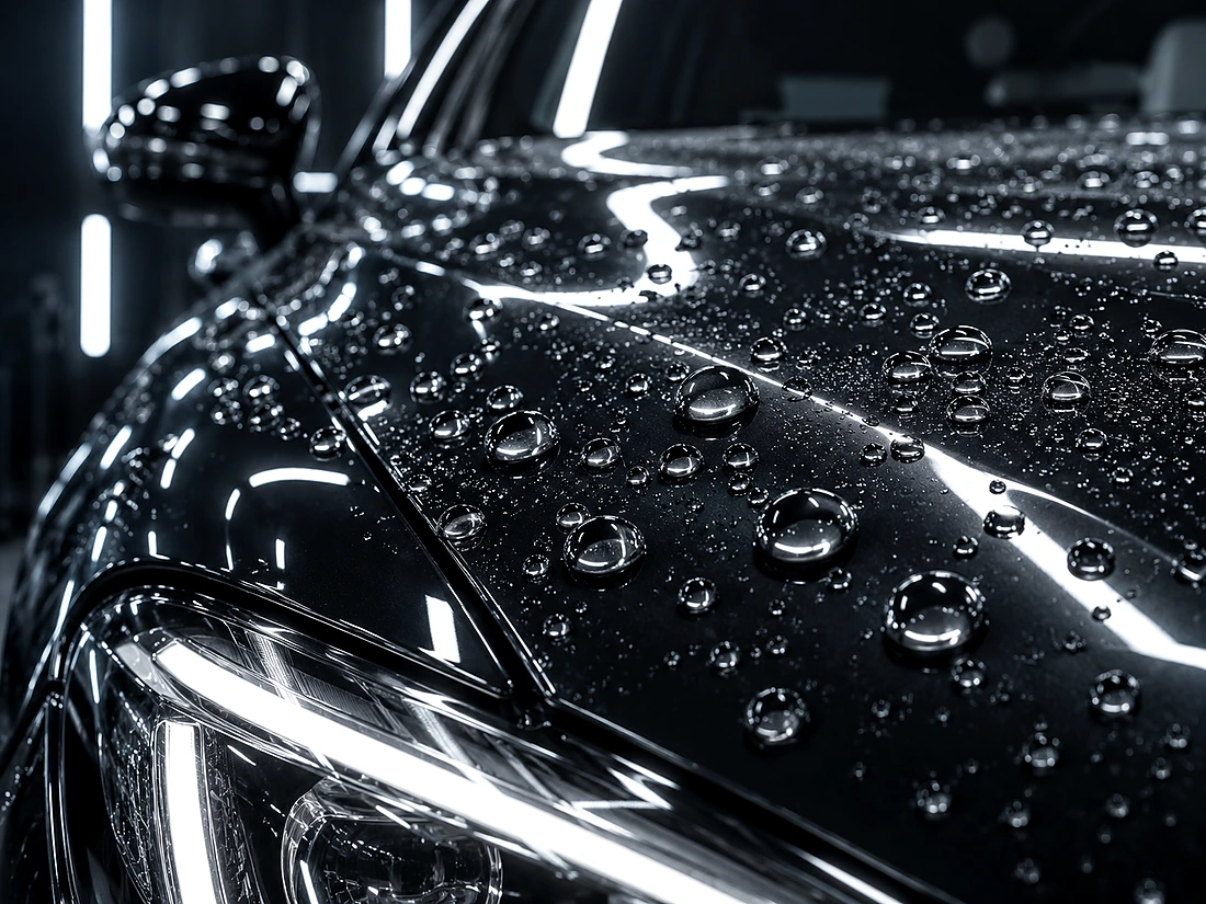 Hydrophobic automotive film surface
