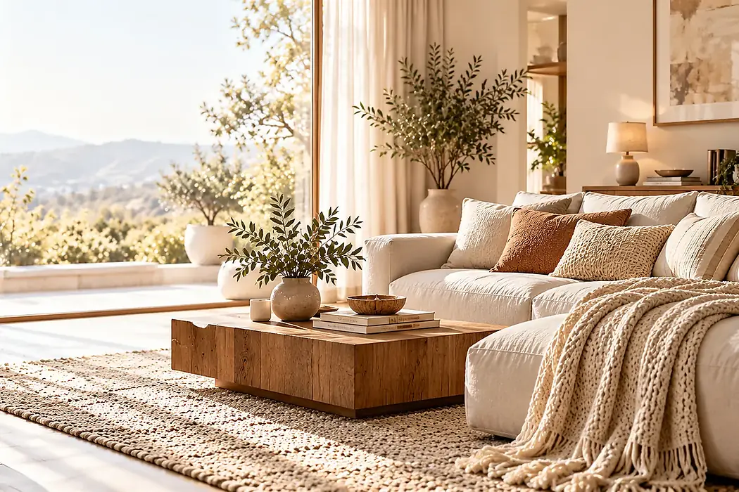 Warm bedroom styling